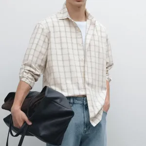 camisa-a-cuadros-regular-fit-en-algodon-color-beige-massimo-dutti