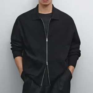 cardigan-de-punto-en-algodon-con-zipper-color-negro-massimo-dutti