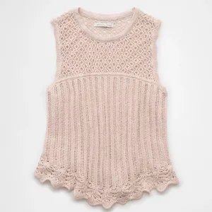 top-tejido-sin-mangas-pespunteado-mixto-american-eagle-mujer
